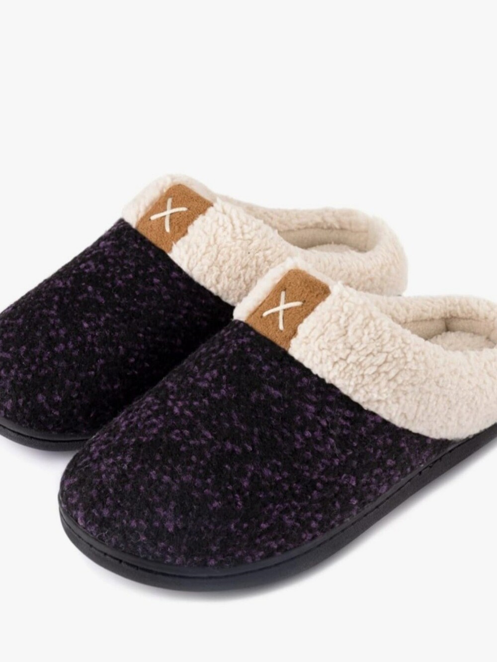 Cozy Memory-Foam Slip-On Slippers in Purple Size 7 - 8